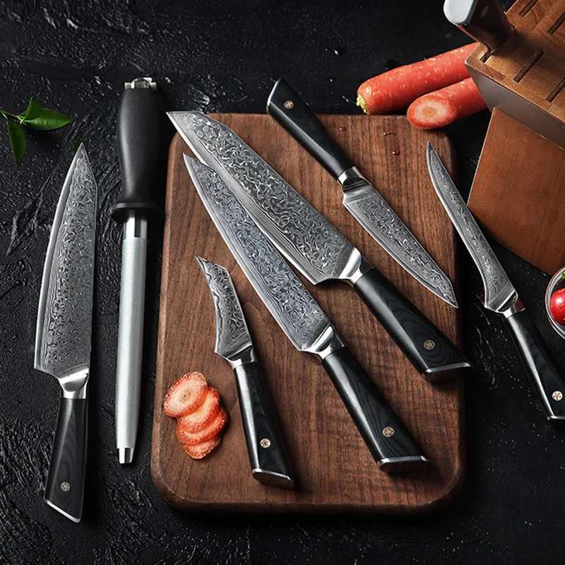 Damasco Japanese Vg10 Kitchen Knife For Peeling Cutting And Slicing Aus10 Aus8 14c28n 10cr15comov Damask Chef Knife Set