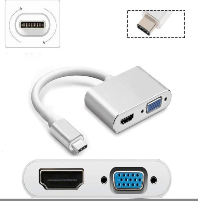 Aoeyoo USB 3 1 Тип C концентратор ноутбука Plug And Play station 4K 30 Гц Type-C на HDMI + VGA до 4k * 2k конвертер