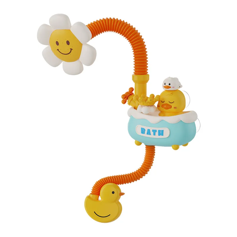 Electric Toddlers Bath Spray Toy Bathtub Toy Babies Duck Sprinkler Sunflower Shower Head for Kids