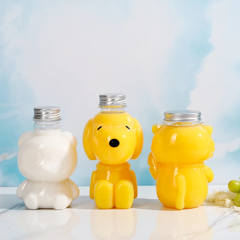 Бутылки и контейнеры Boba чай кофе пластиковые милые животные кот собака медведь щенок Форма холодного приготовления сок напитков смузи лед