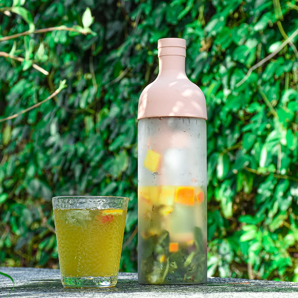 Silicone Lid Sealed Cold Foam Fruit Teapot Glass Cup Coffee Cold Brew Outdoor Portable Cold Water Bottle