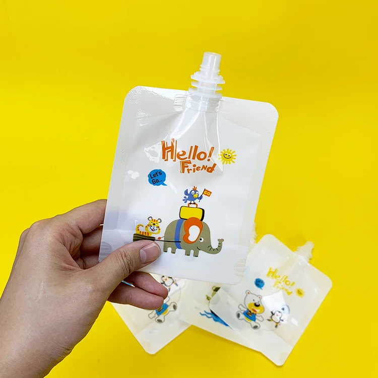Clear Transparent Plastic Stand Up Packaging Soft Drink Bag with Spout