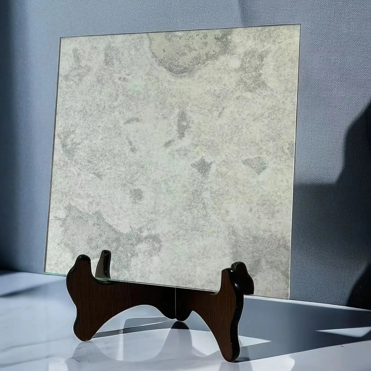Wholesale High Quality Retro Design Custom Beveled Classical Wall Decorative Gray Antique Mirror Tiles Glass