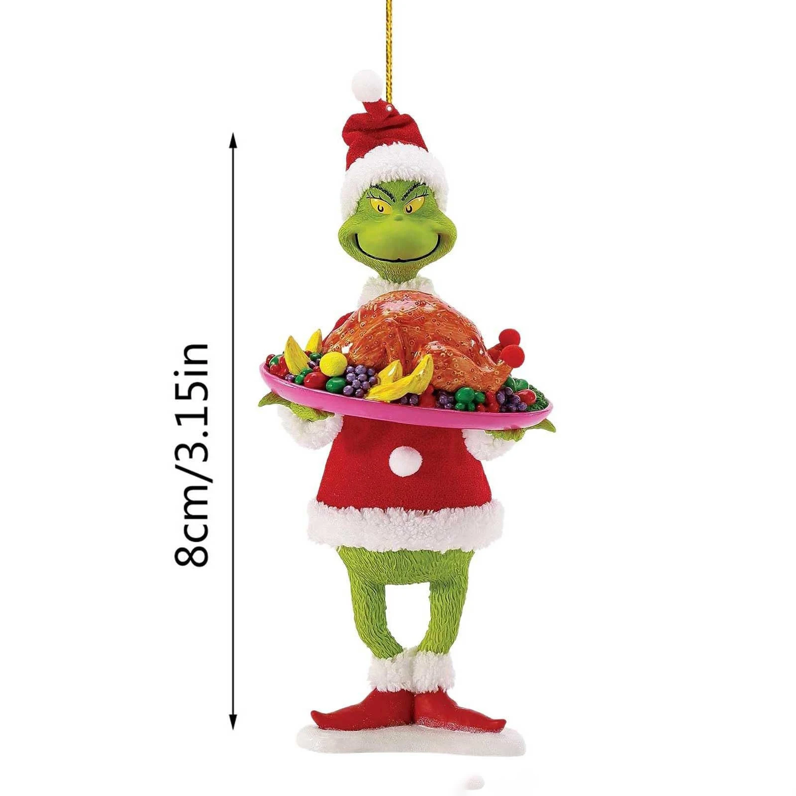 LIXIN  Hot selling Funny Green Dolls Christmas Decor Flat Acrylic Hanging Grinches Ornaments for Christmas Tree