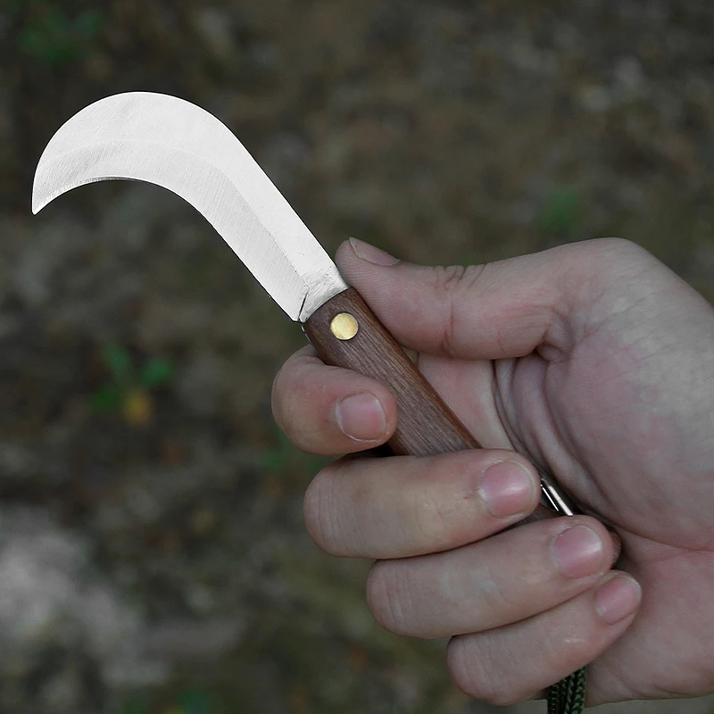 Factory Price Stainless Steel Pruning Knife with Wood Handle for Camping Folding Pocket Survival Hunting Knife
