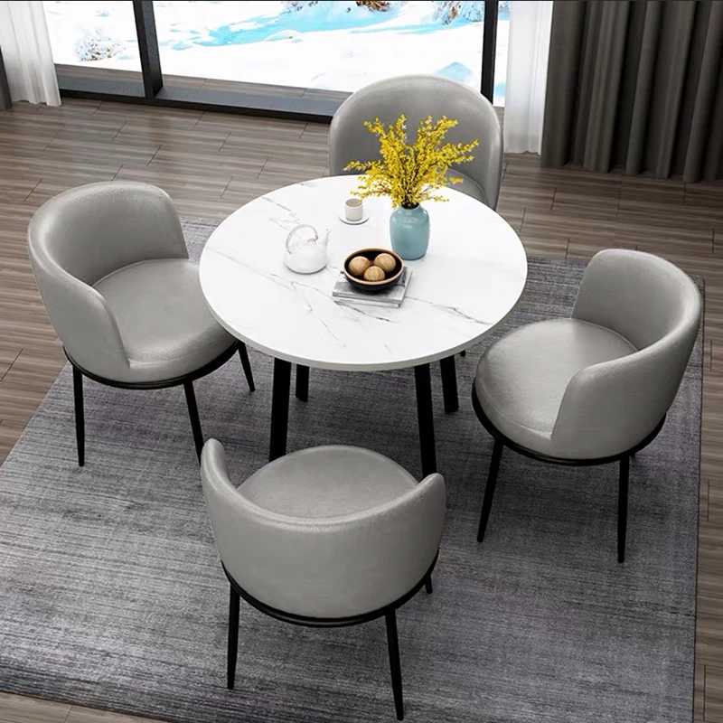 Low-luxury Minimalist E1 MFC Panel Small Balcony Coffee Table Faux Marble Coffee Table White Office Furniture