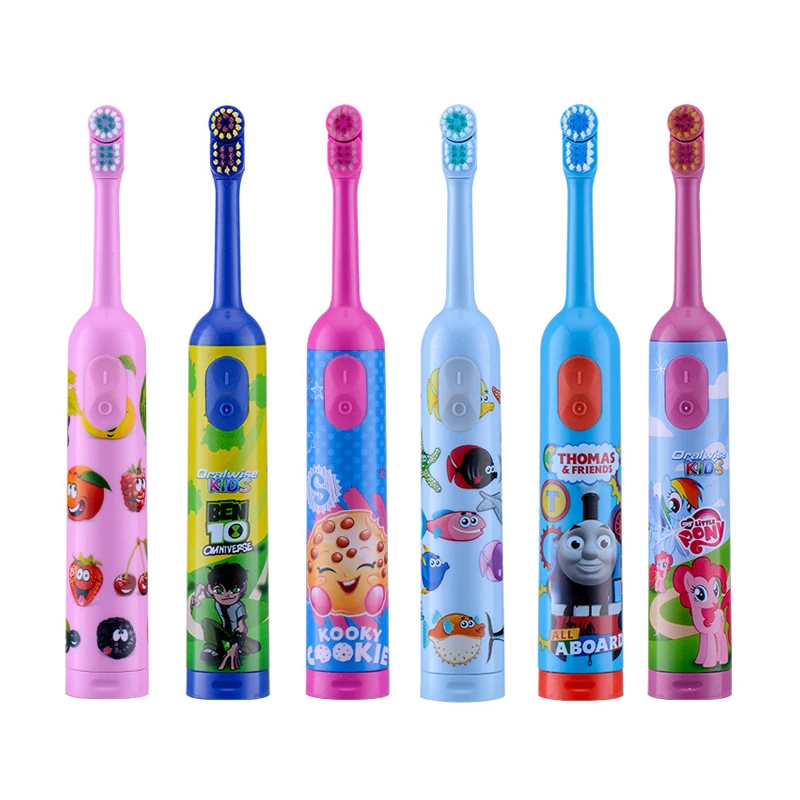 Wholesale Colorful Cartoon Rotating Electronic Tooth Brush Battery Operate Rotate Electric Toothbrush For Kids Children