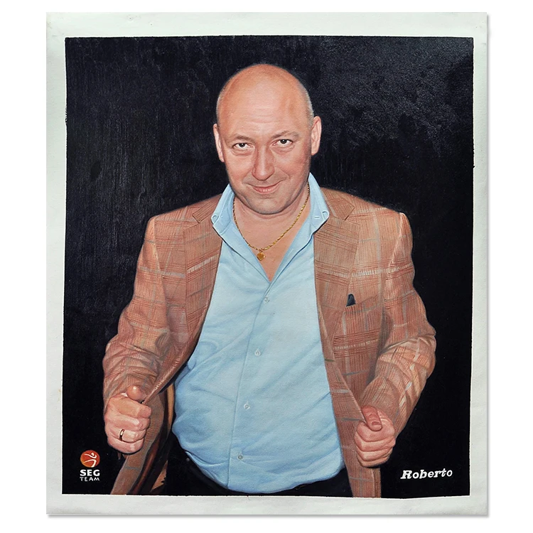 High Quality Hand Painted Realistic Photo Custom Art Man Self Portrait & Figure Painting