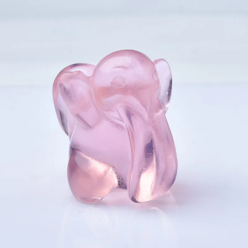 crystal carving pink opal animal carving long nose elephant nice decoration hand-carved carving