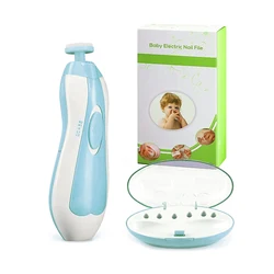 6 Replaceable Filing Heads Baby Nail File Electric Safe Baby Nail Clippers Trimmer with LED Light for Newborn Baby