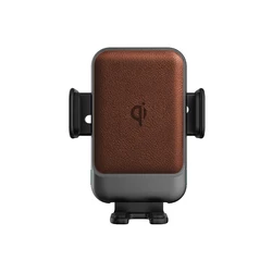 Best Selling Automatic Induction Clamping Pu Leather Car Mobile Holder Wireless Charger With Capacitor