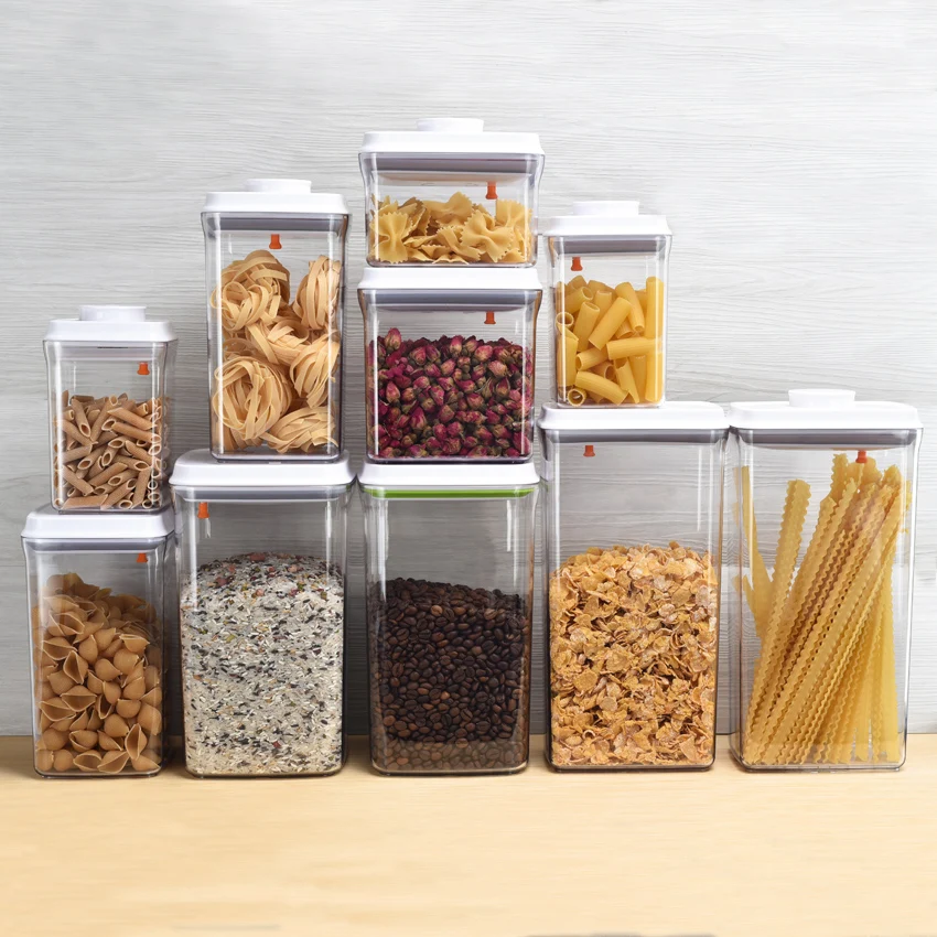 Household Kitchen Items Good Quality and Fresh preservation Airtight Plastic Dry  Food Custom Plastic Storage Container