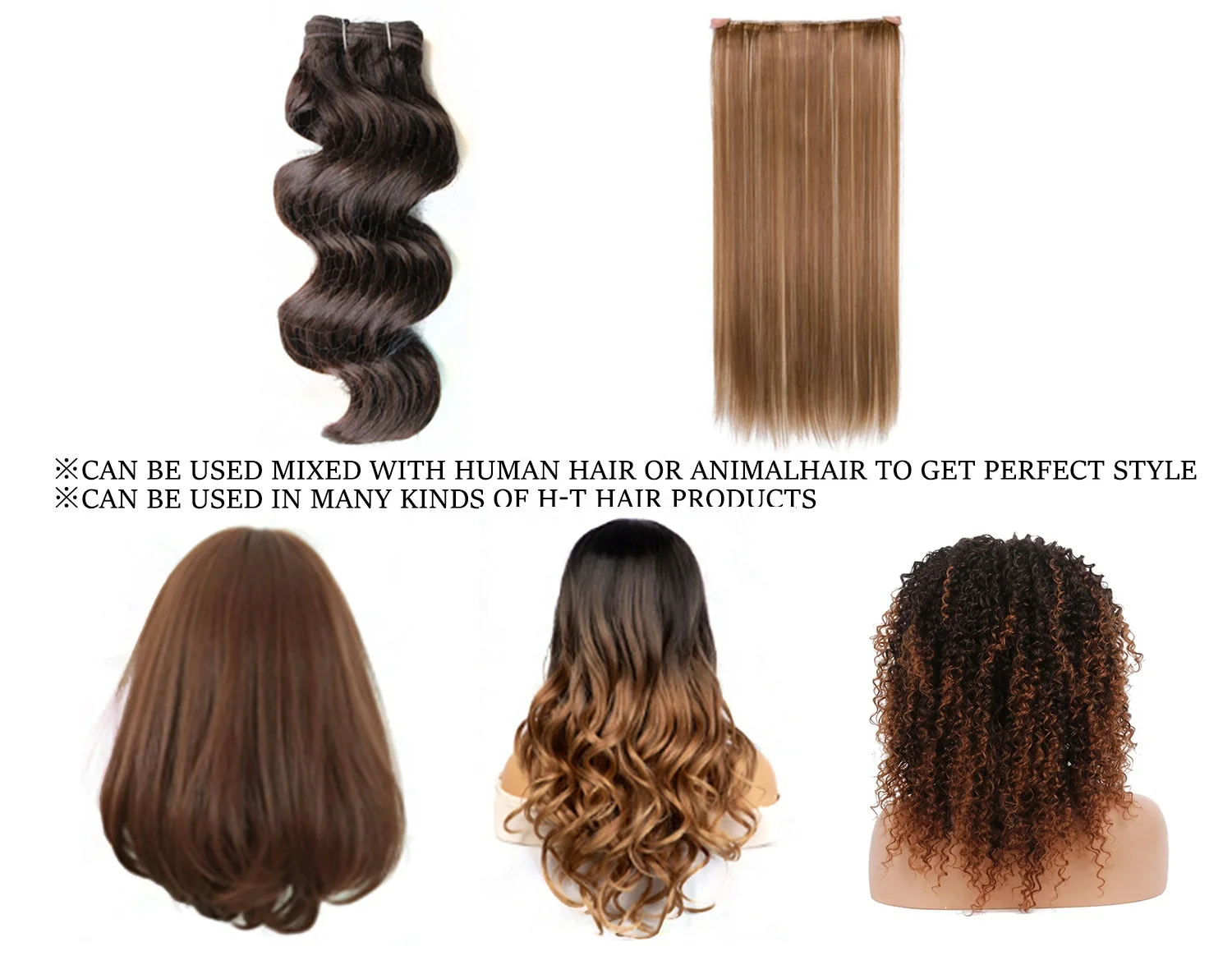 
PET High imitation human hair full extinction Heat Resistant Flaming Fiber Synthetic hair pet fiber 