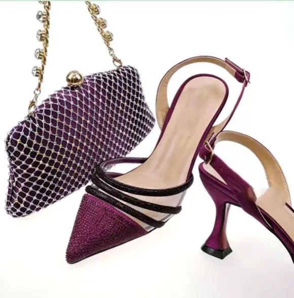 new 8 colors Ladies Party Shoe And Bag Set  Women Wholesale Beautiful Ladies  Design Wedding Party ladies shoes and bags
