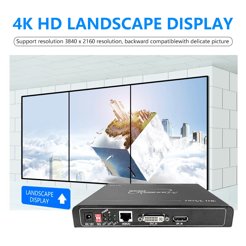 
1x3 splicing TV Wall video wall processor 3 DVI output splitter DVI wall processor Horizon Extender point to point 