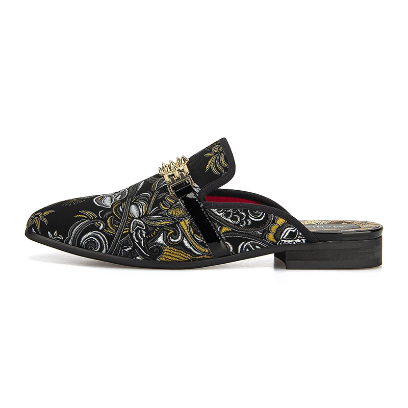 Mens Shoes Luxury Superfine fiber Embroidery pattern Slip-on Penny Loafers
