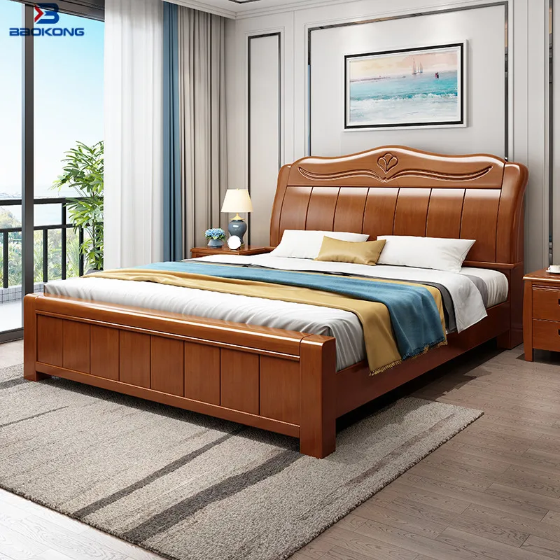 Space Saving Hotel Storage  Wooden Bed With Two Drawers