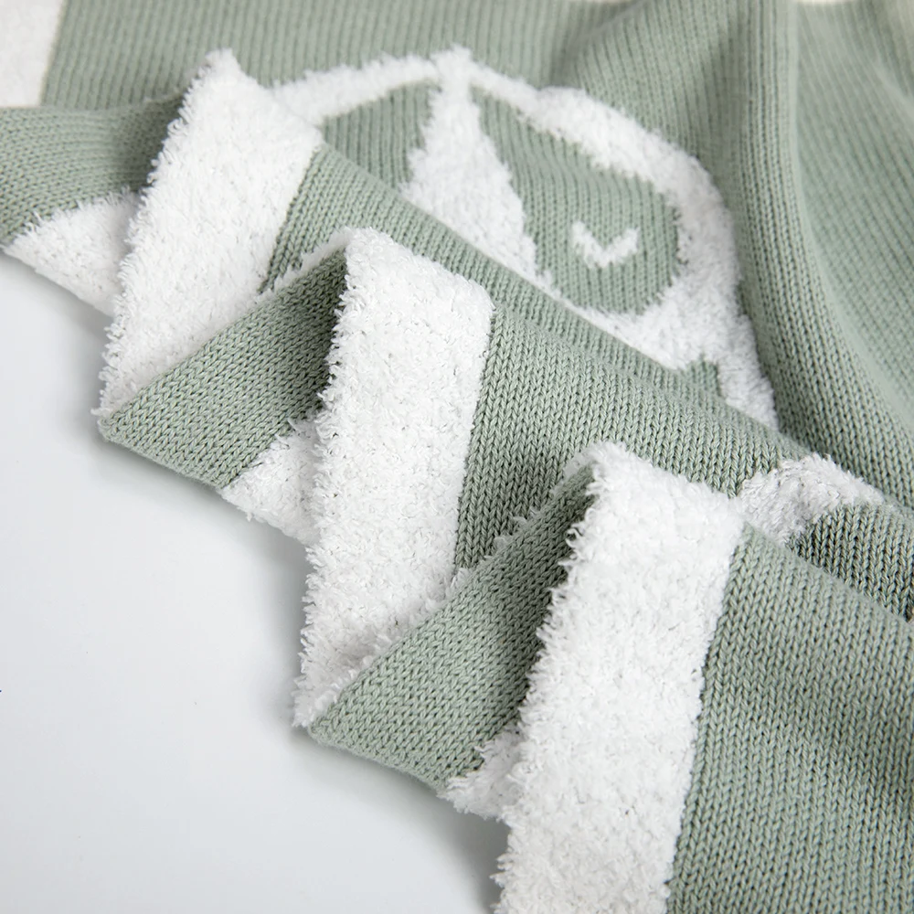 Baby Cotton Knitted Blankets Custom Woven Blanket Own Design Double Sided Blanket