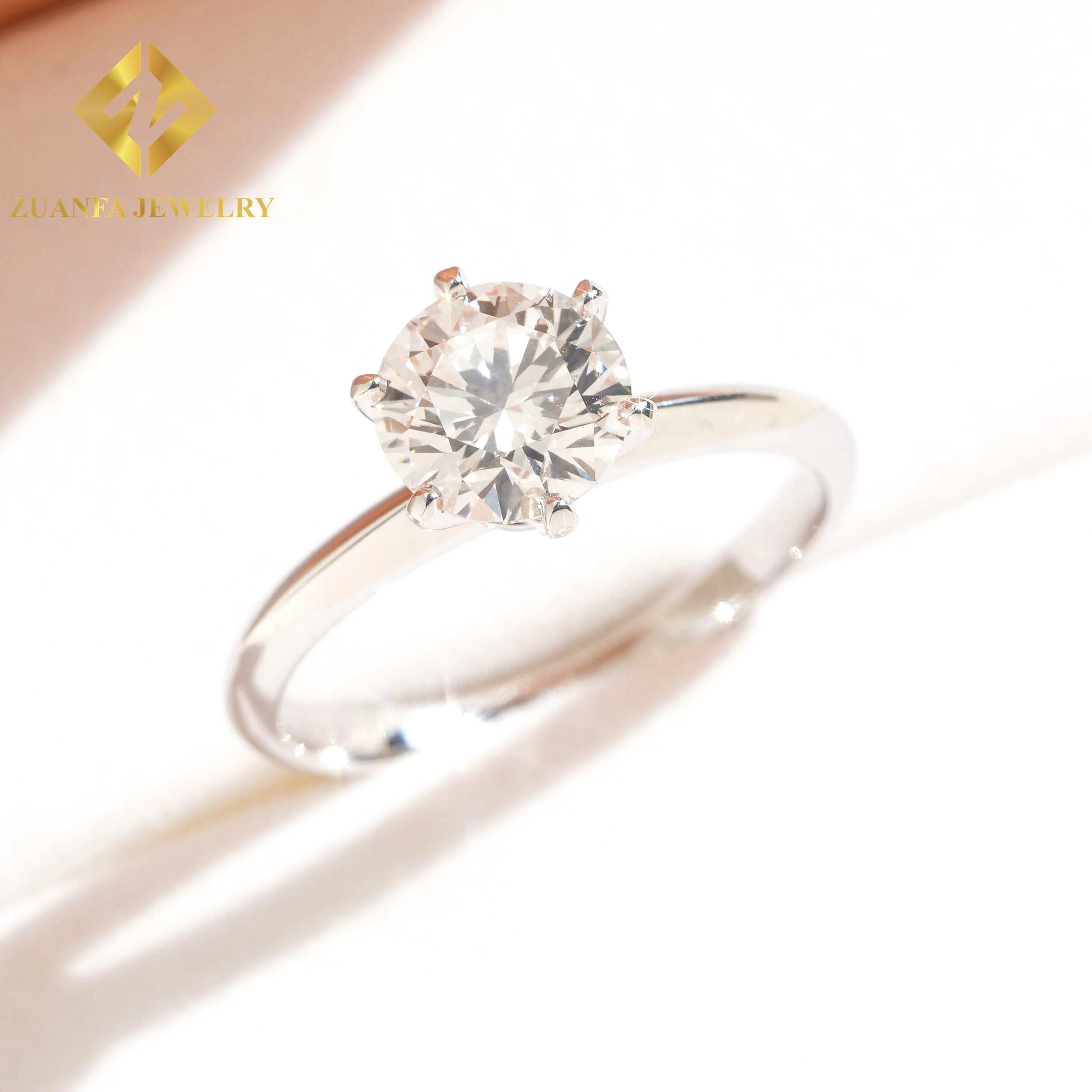Classical 6 prongs brilliant cut 1.03 Carat IGI certificate 14K solid gold solitaire lab diamonds engagement/wedding rings