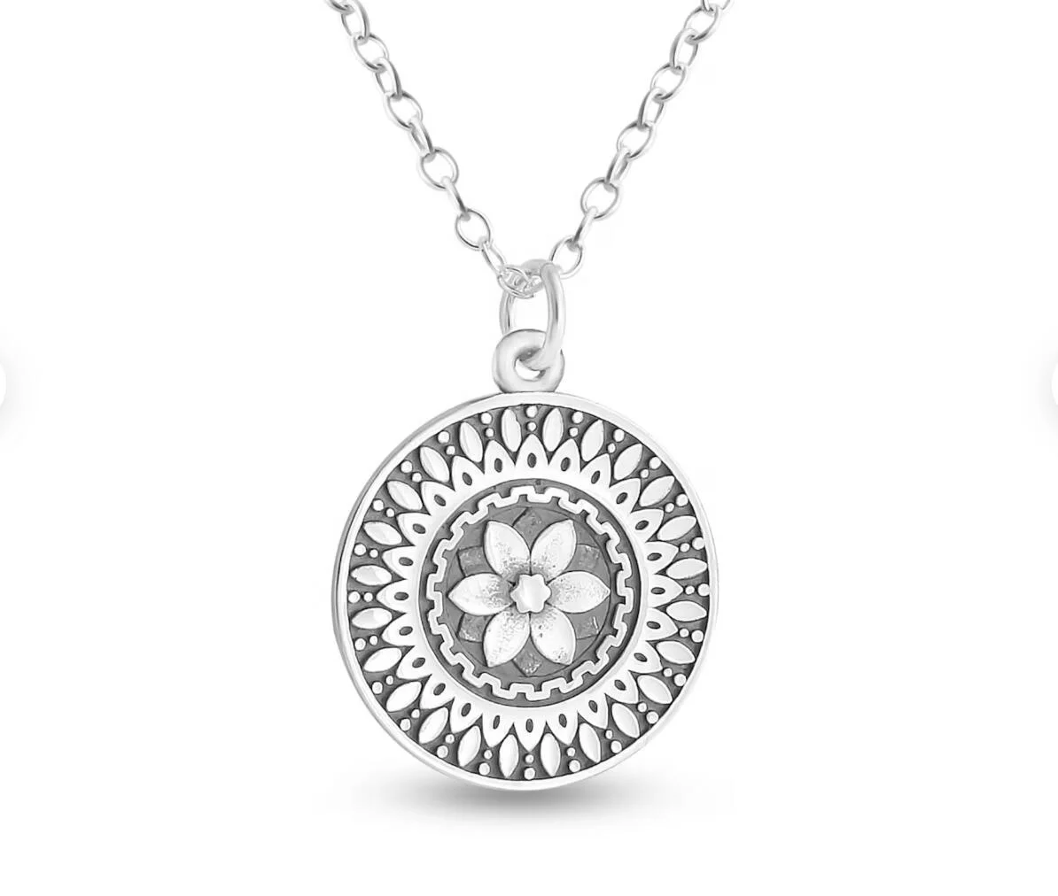 925 ювелирное изделие из стерлингового серебра мандала цветок монета священный путь духовный джорни серебряный кулон