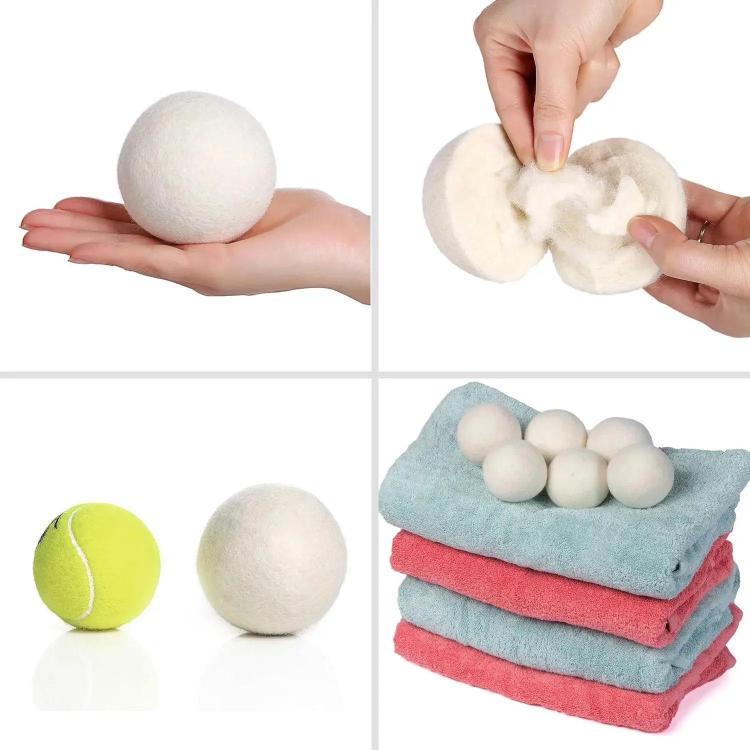 Factory Supply 6-pack Wool Dryer Balls Organic Handmade Reusable Eco-friendly Wool Dryer Balls In A Opp Bag For Dryer Machine