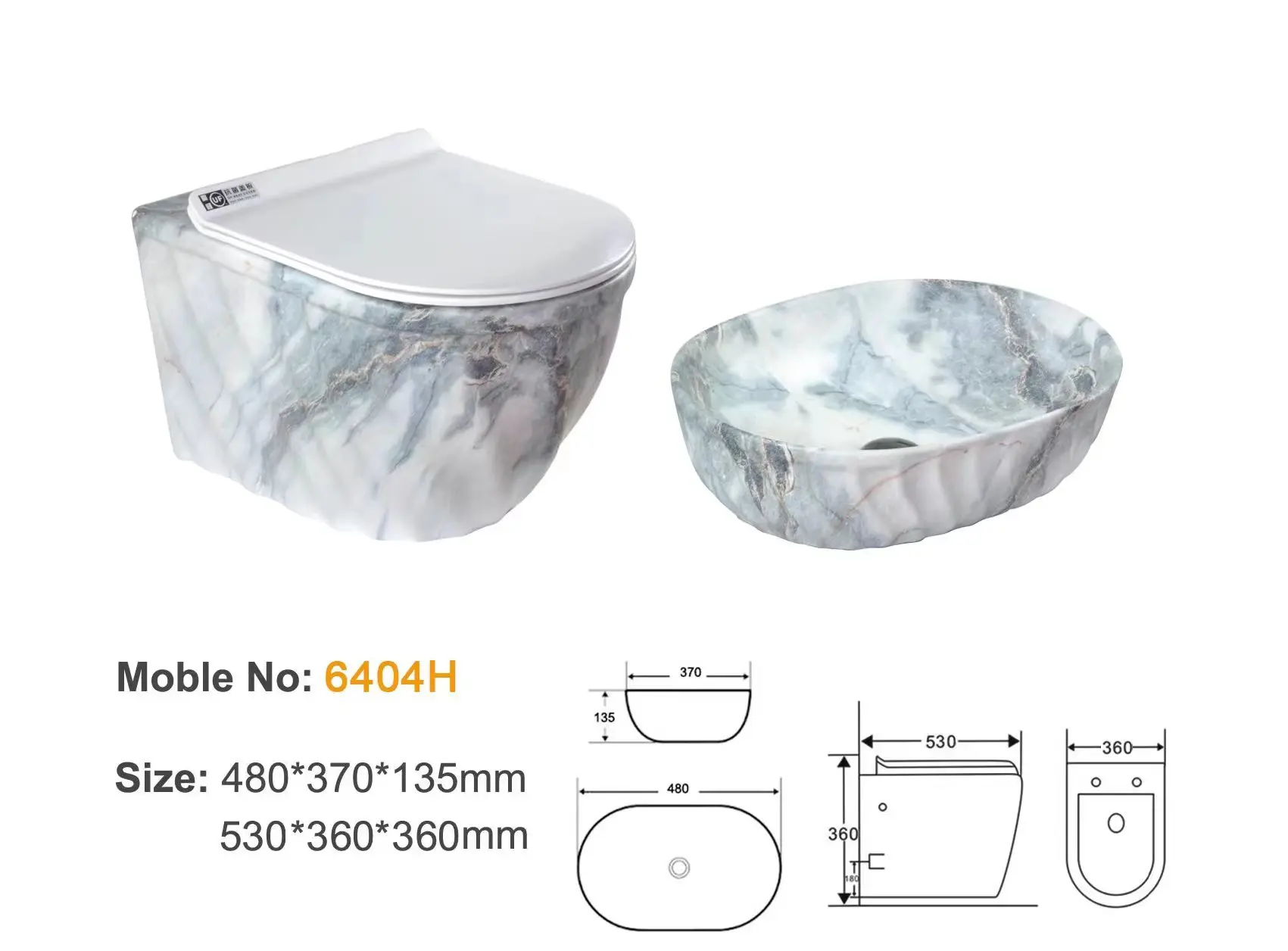 Sanitary Ware Wall Hung Closet Bathroom Toilet Bowl Wall Ceramic Popular Gold Black Color Easy Mounted Wall Hung Toilet