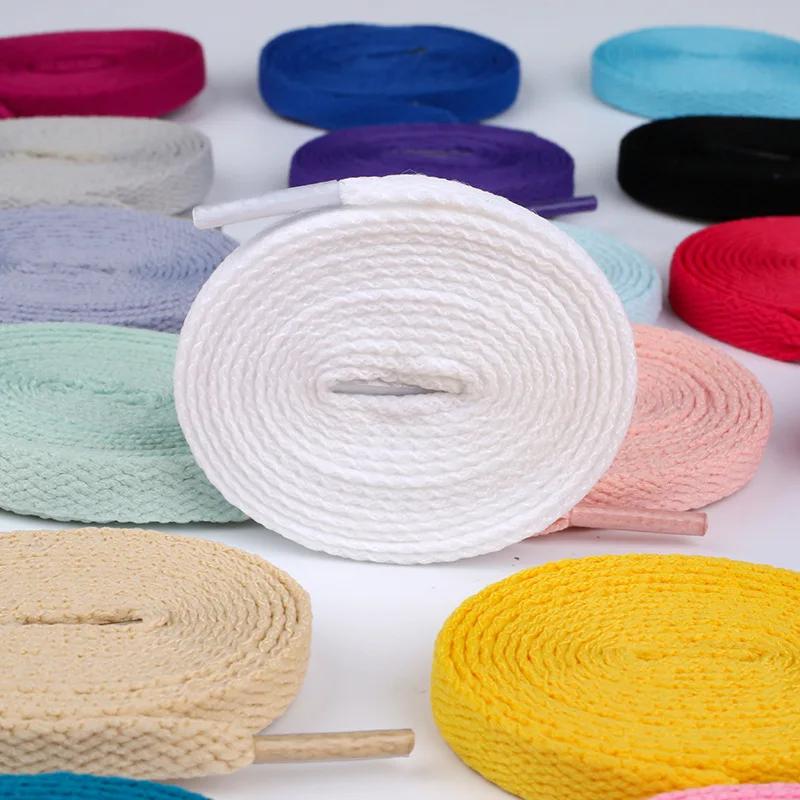 Polyester plain weave white shoes shoelace color flat sneaker