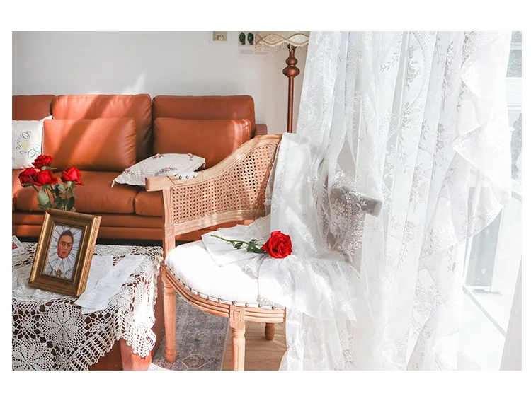 New Romantic Rose Lace Curtain Luxury For Living Room Curtains