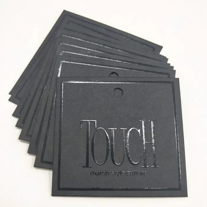 Customized Gold Hot Foil Stamping Paper Price Hang Tag with String for Garment