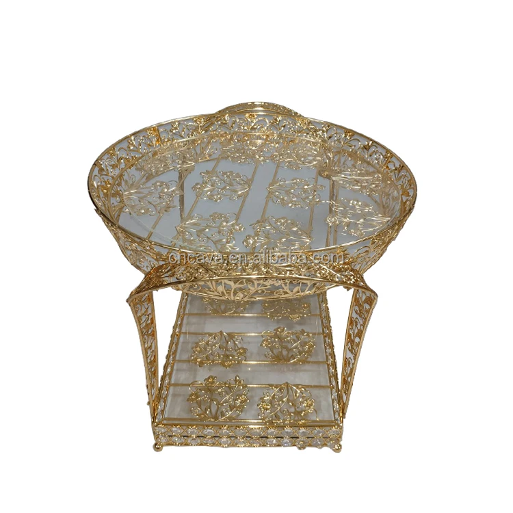 2022 new arrival popular arab and ethiopia two floor circle modern style metal tea tray set