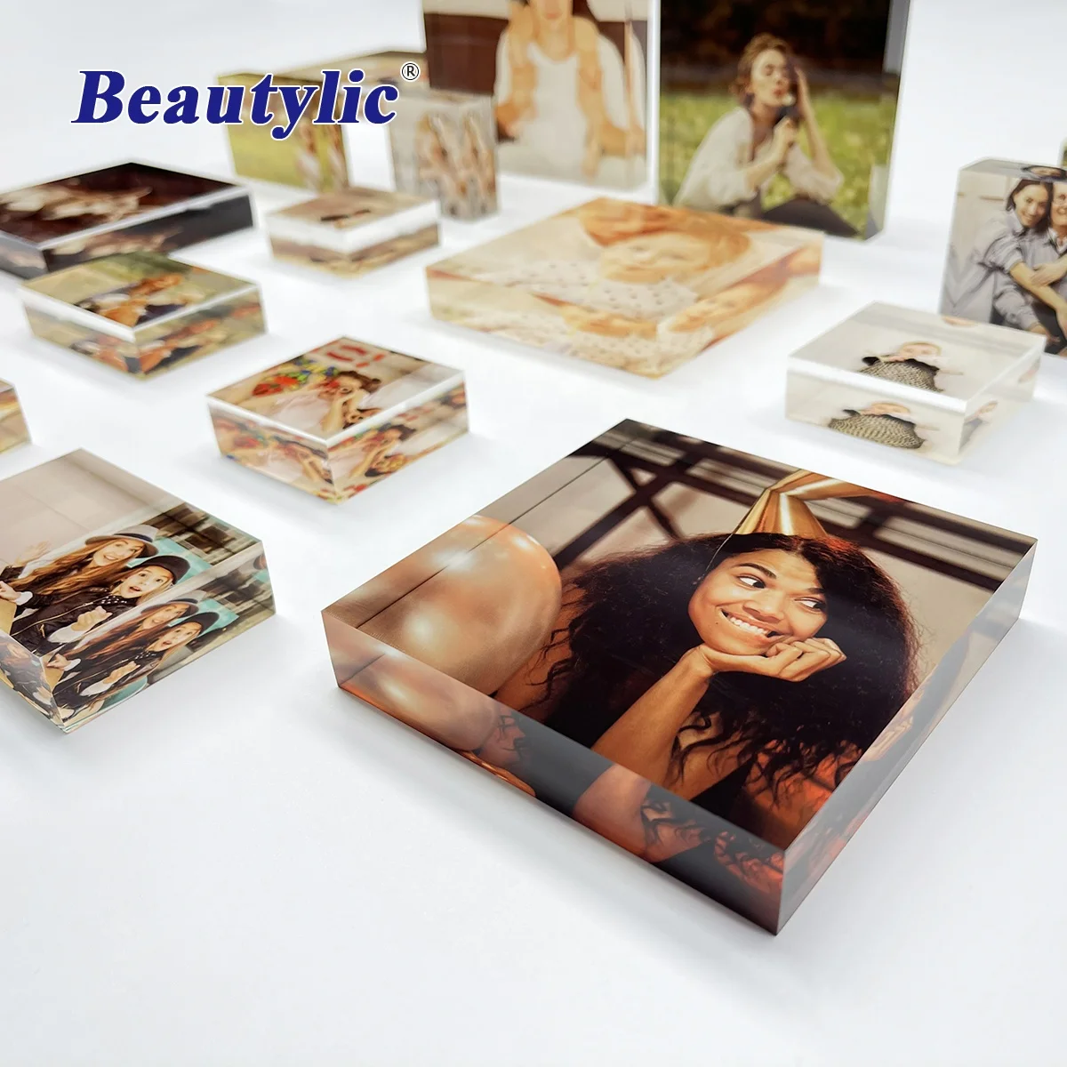 20mm Sublimation acrylic sublimation flat blocks polished smooth edges gloss white sublimation photo blocks