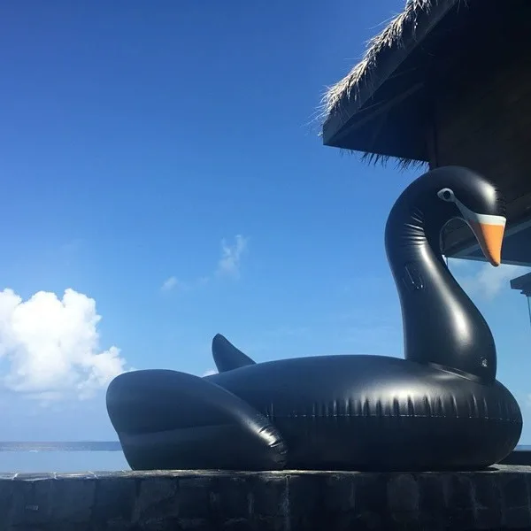 Custom Golden Swan Inflatable Water Float Rider Swimming Pool Float Lounger For Sea Toys Floating Island Water Beach Party