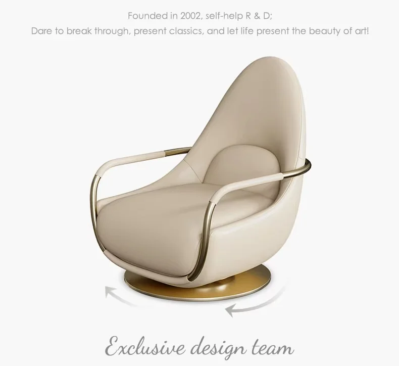 2024 New Italian Style Luxury Leather Lounge Chair - Modern Single Sofa for Living Room