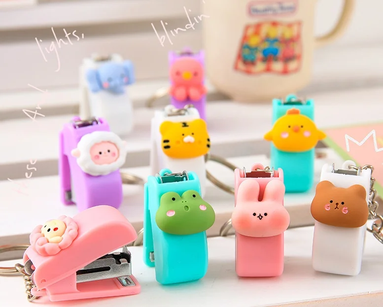 Handy  Mini Cute Cartoon Desktop Stapler Home Office Colorful Manual Stapler