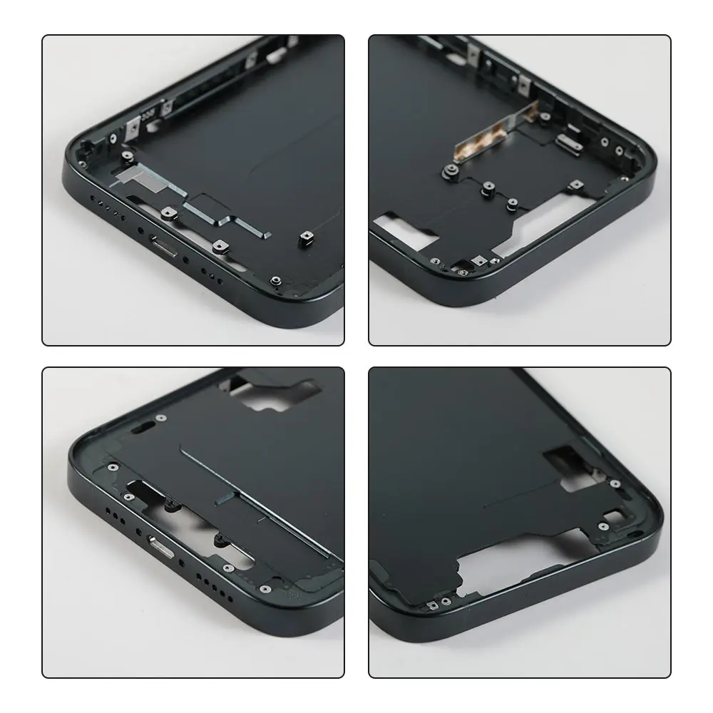 Middle Frame Power Volume Flex Wireless Charging Battery Sticker Flash Loudspeaker Dust Net SIM Card Tray For iPhone 14 15 Plus