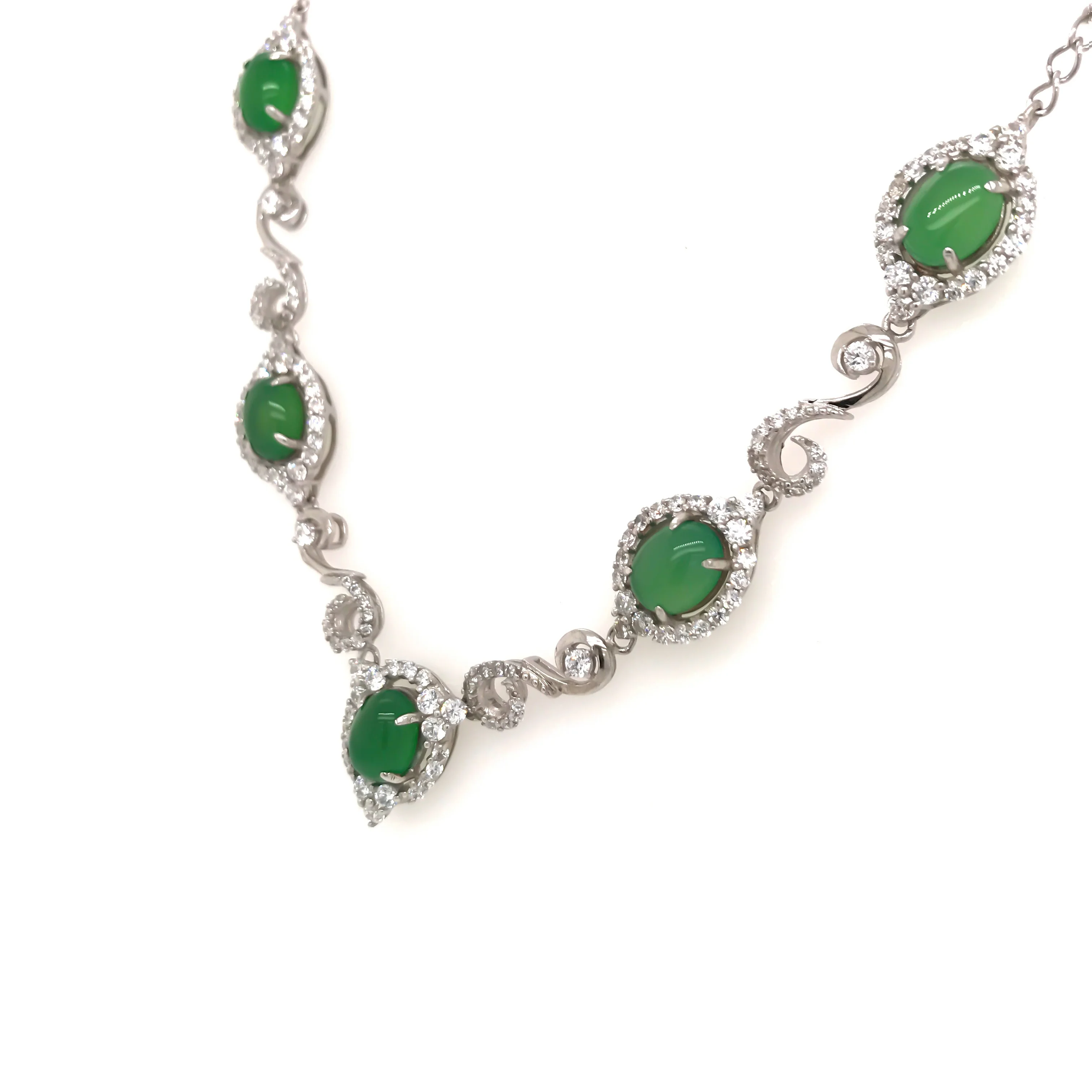 Elegant shiny green agate 925 silver pendant necklace jewelry making supplies