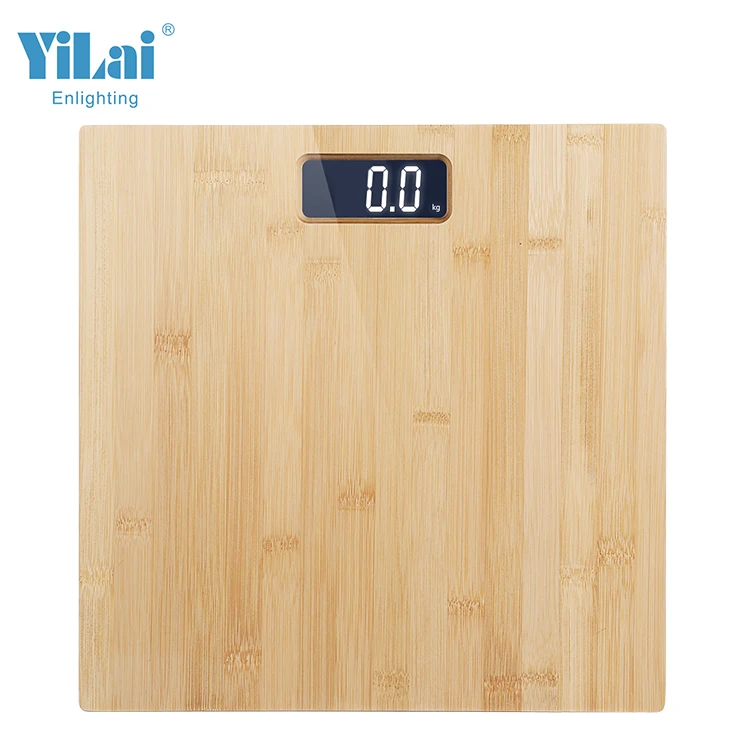 Электронные напольные весы из бамбука для взрослых, 180 кг