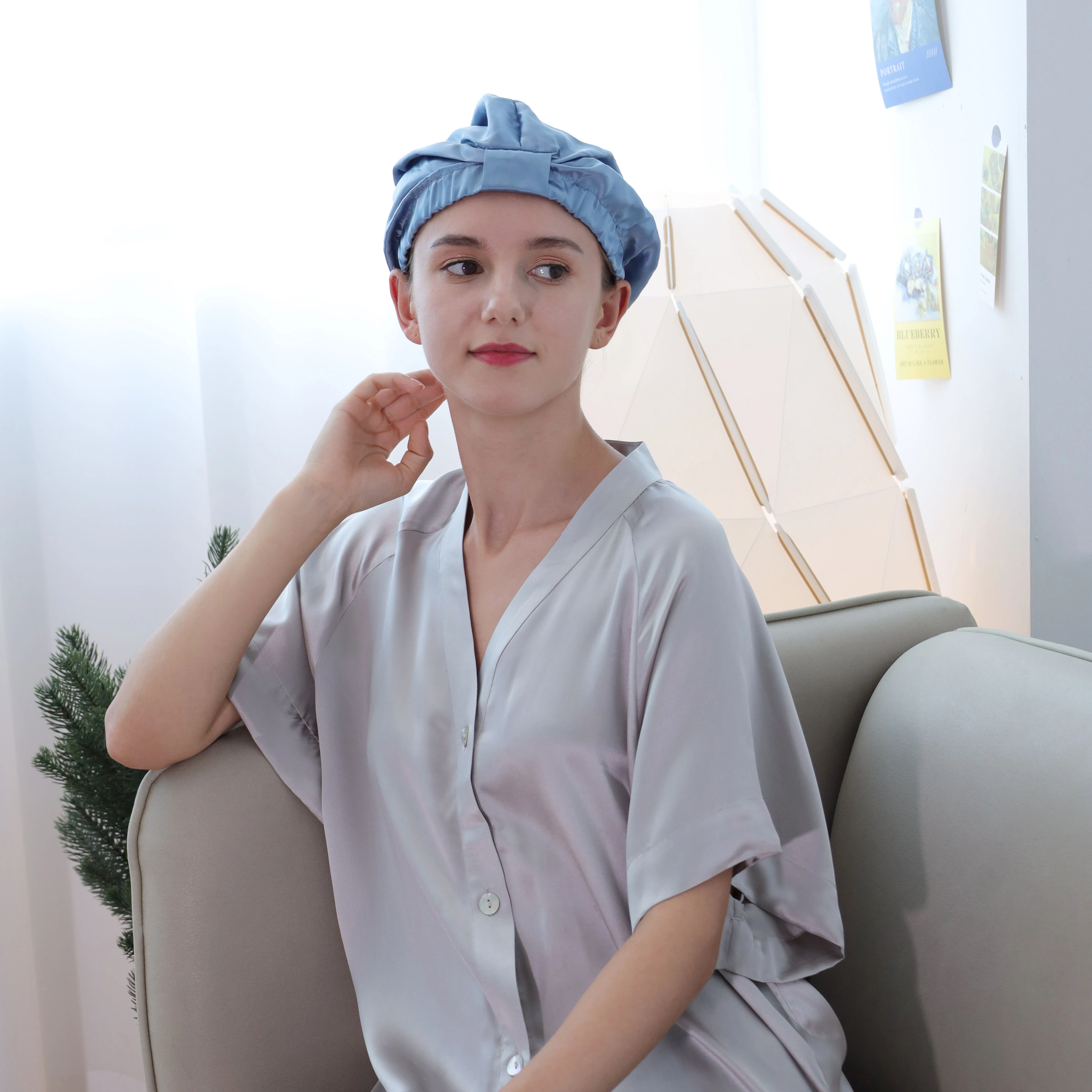 Wholesale Amazon Hot Sale Supporting Customization 22mm Pure Color 100% Mulberry Silk Bonnet