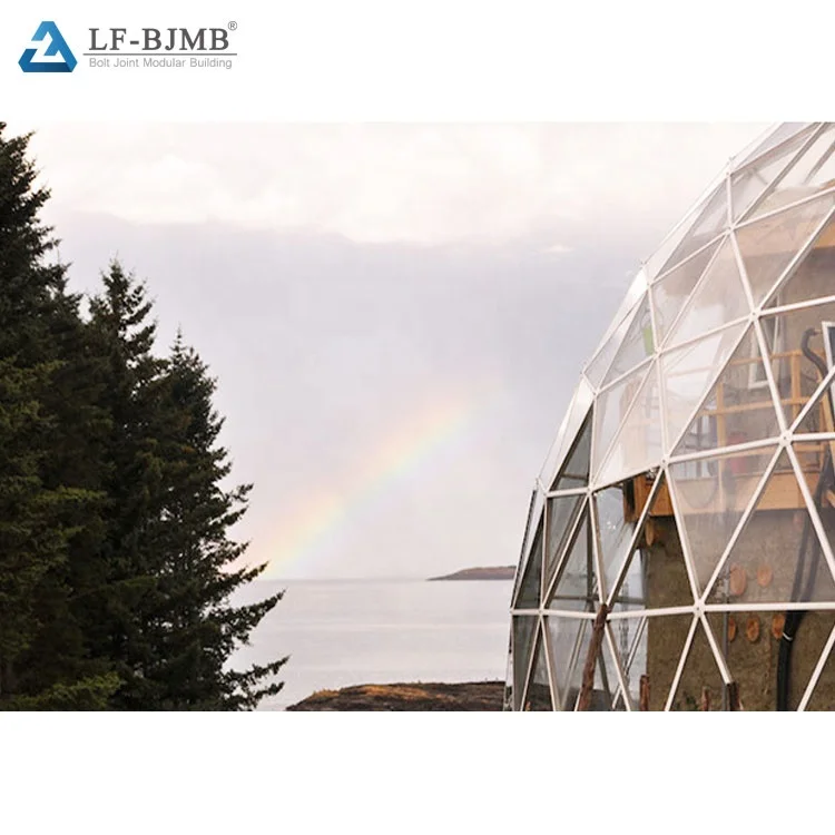 Waterproof Steel Space Frame Lighting Greenhouse Glass Dome House