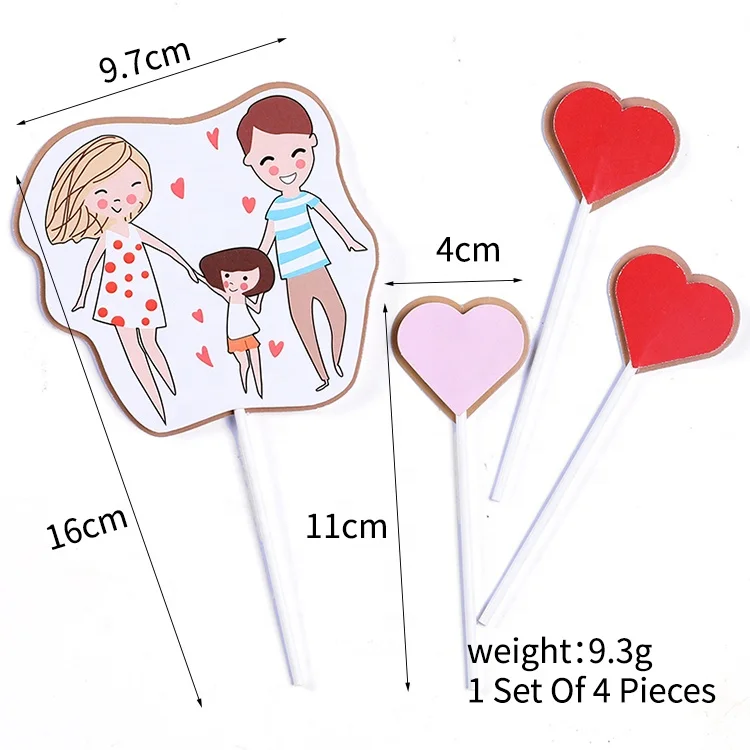 wholesale family party cake accessories supplies couple children wedding anniversary decoration cartoon family photo cake topper