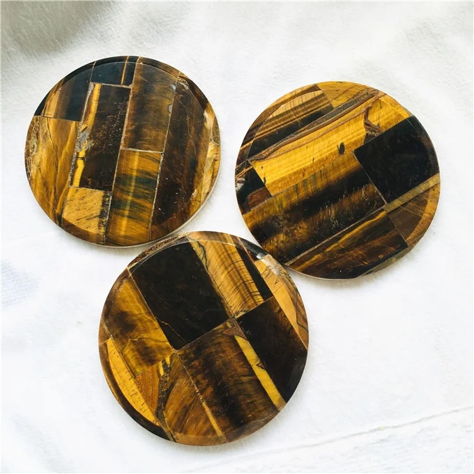 Roundness Coasters crystal coaster tiger eye quartz slices Tea Cup Pad