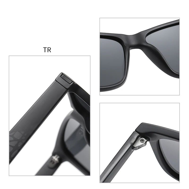 Classical Retro Shade Design Sunglasses Mens Polarized Fashionable Rectangle Frames Sun Glasses