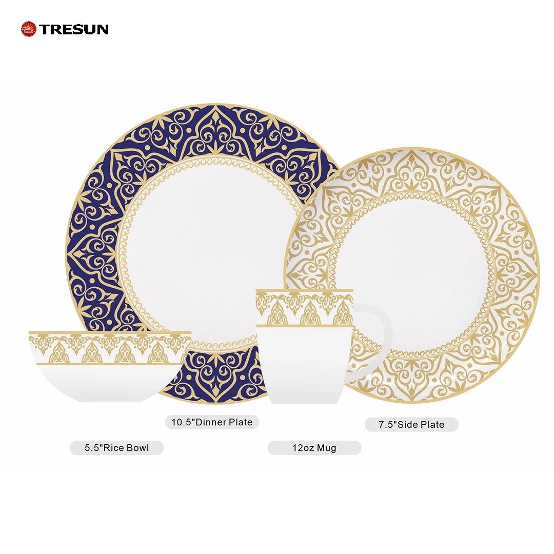wholesale factory price chinaware dishwaher safe high quality 2024 new luxury design ceramic dinnerware set service for 4 6