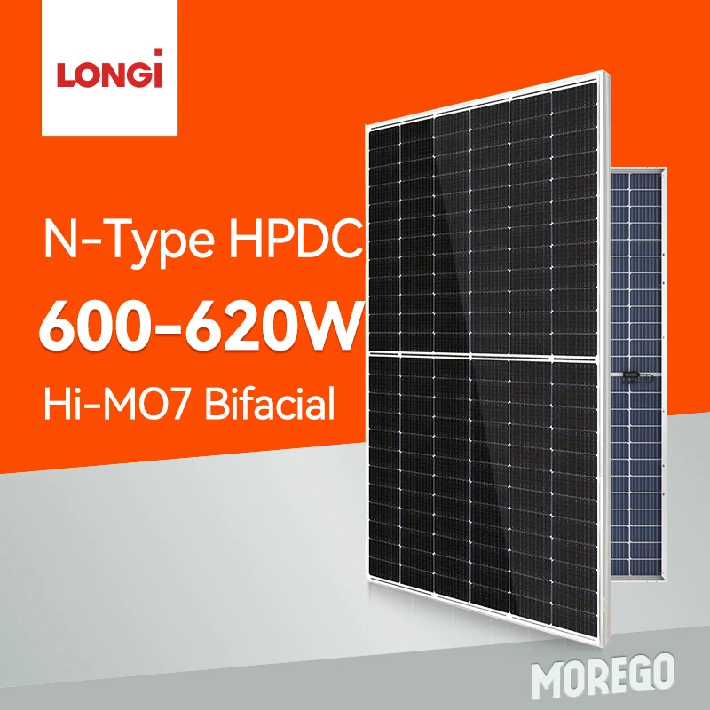 Longi solar Hi-MO7 HPDC cell N-type solar panels bifacial 590w 585w 580w 600W 610W 620W pv module double glass solar panels