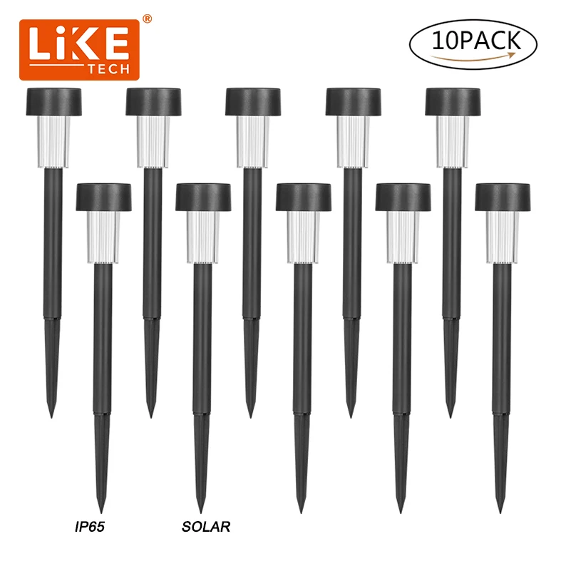 LikeTech Amazon hot selling Outdoor Pathway Lights Stainless Steel+ABS IP65 waterproof exterior garden lamp led solar lawn light