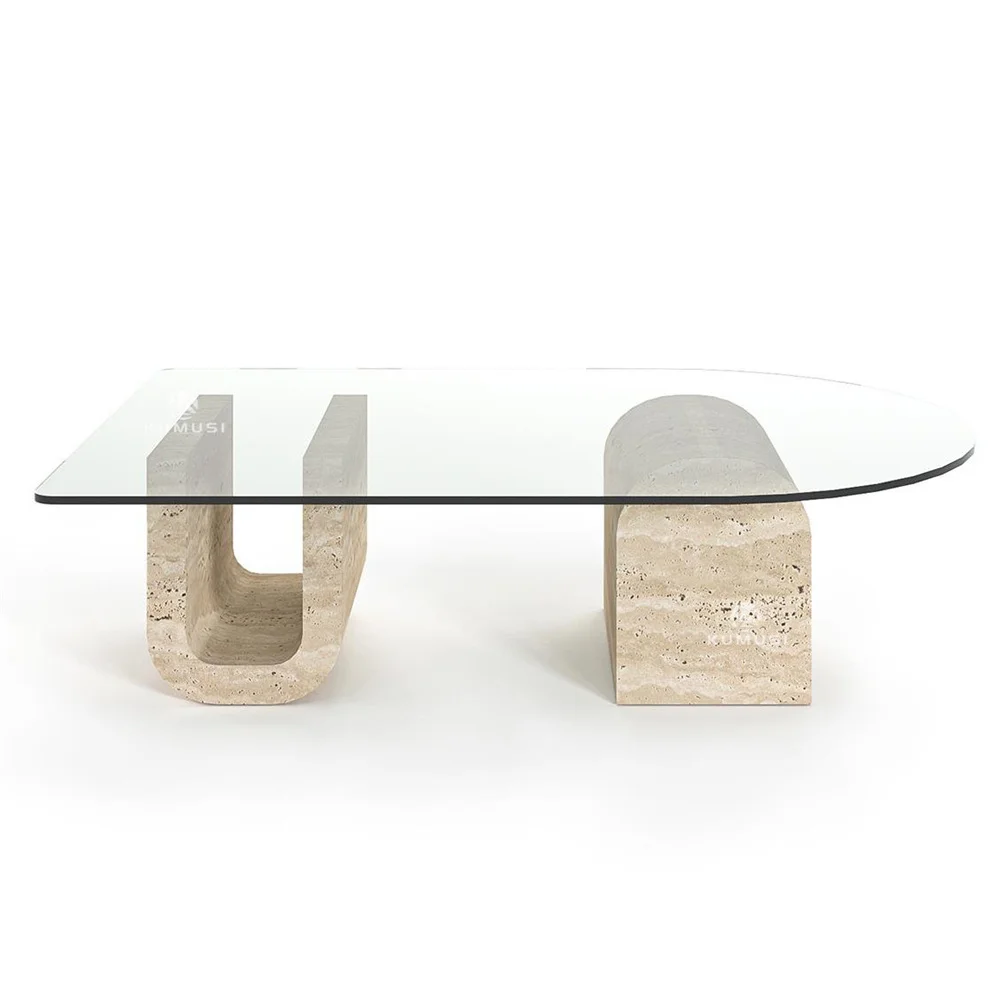 Травертин центр стол-Каменный журнальный столик