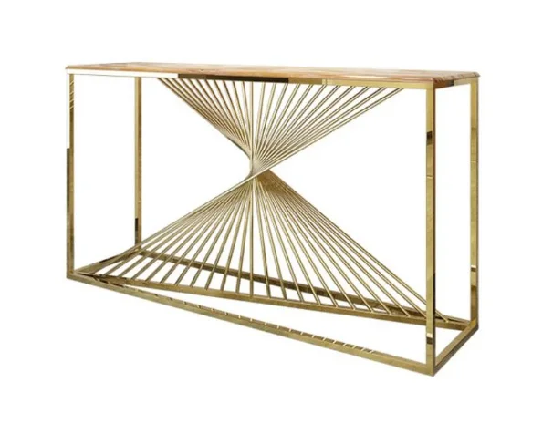 Simple Light Modern Creative Luxury Glass Surface Iron Gold Plated Legs Console Table