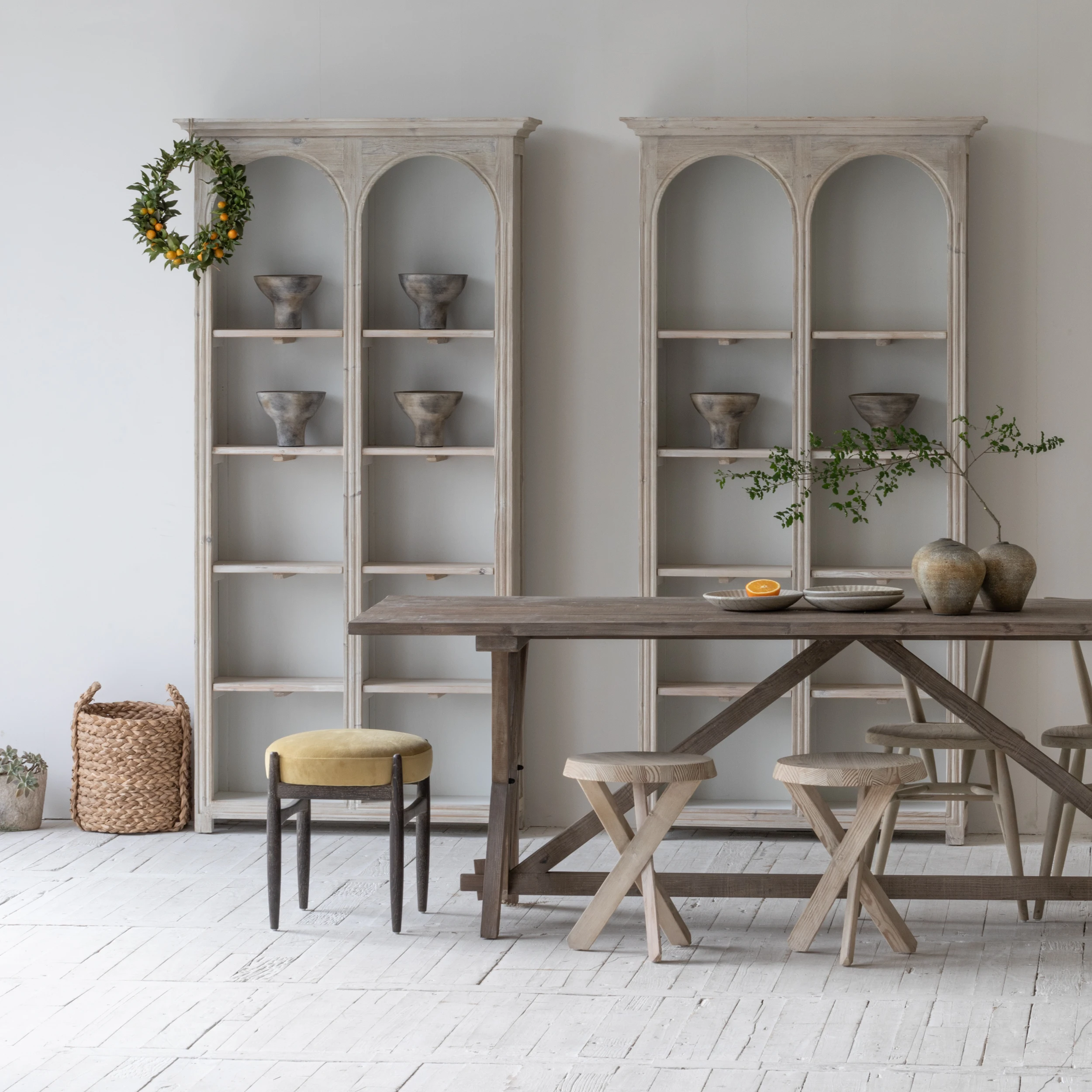 Italian mid century vintage bookcase exceptional accent recycled pine display cabinet shelf with fully assembled for home