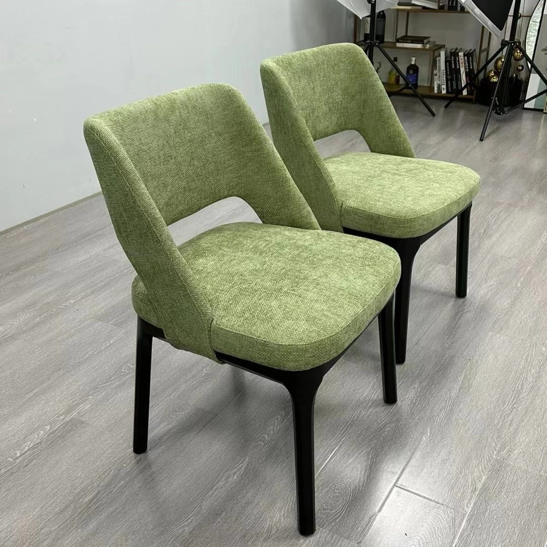 New arrival solid wood leg chairs dining room furniture Italian modern green fabric dining chair