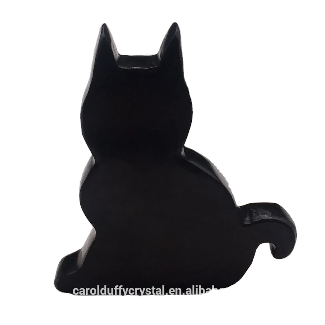 
Wholesale High Quality Natural Obsidian Quartz Crystal Healing Carving Cat DIY Decoration For Gifts 